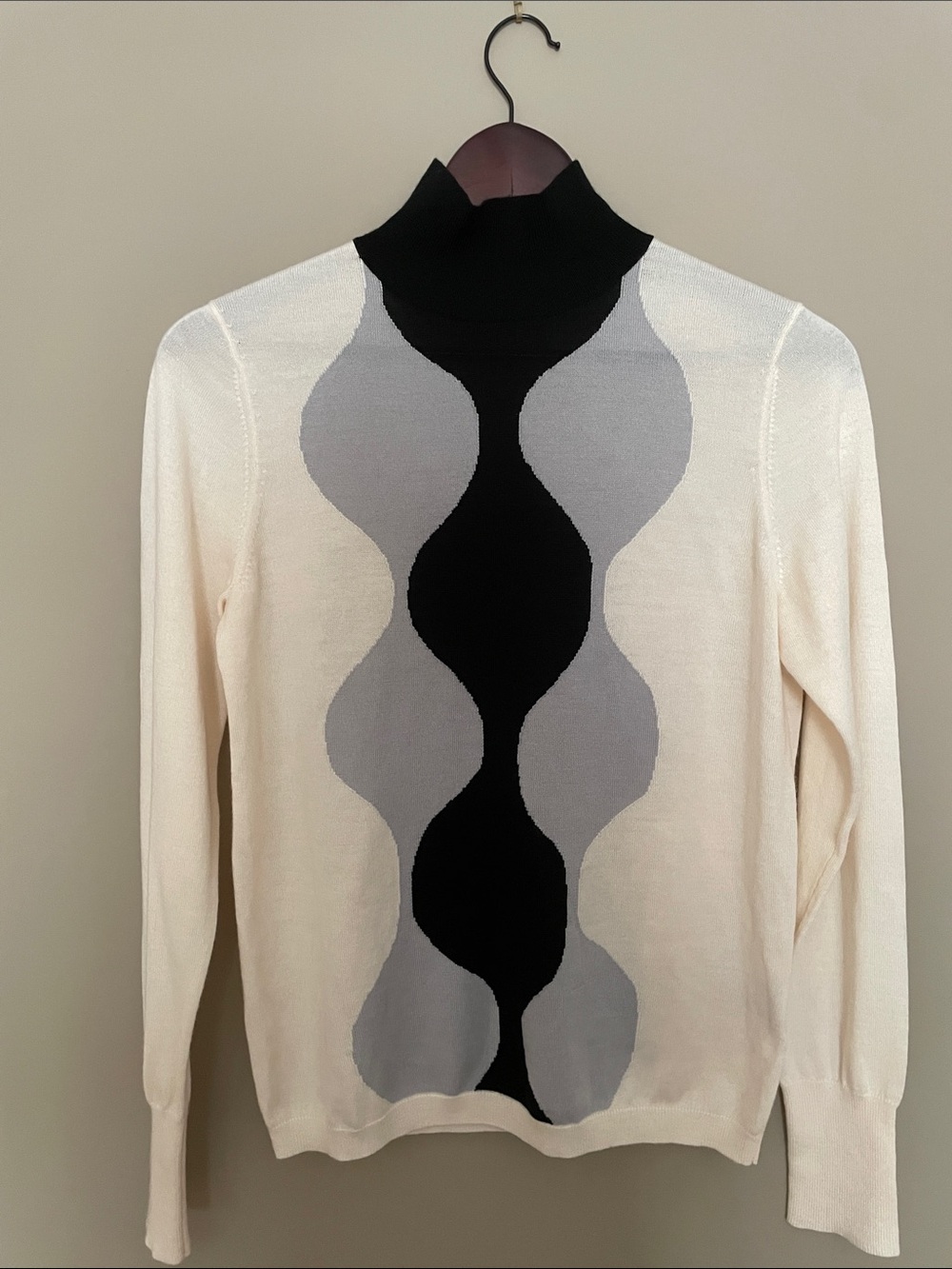 Uniqlo x Marimekko Designed Wool Blend Cream Geometric Mock Neck Sweater nwot